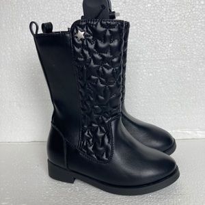 Girls boots, size 7. Black cowboy style, quilted